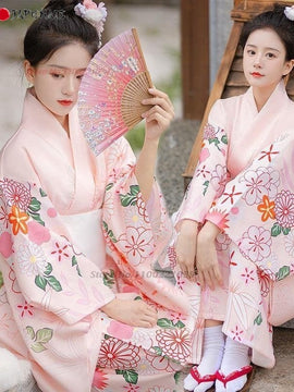 Kimono Femme Rose Fleur Sakura