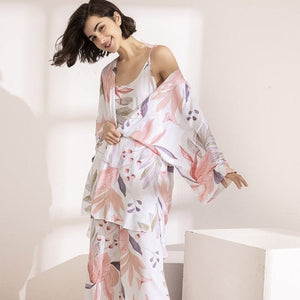 Kimono Femme Satin Set Pyjama Saisons - Kimono Japonais