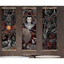 Laden Sie das Bild in den Galerie-Viewer, Tableau Japonais 4 panneaux légende - Kimono Japonais
