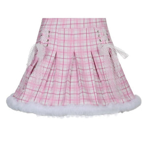 Joinyouth Sweet Women Skirts Korean Fashion Kawaii Jupe Lace Up Plaid Pleated Mini Faldas Mujer Moda